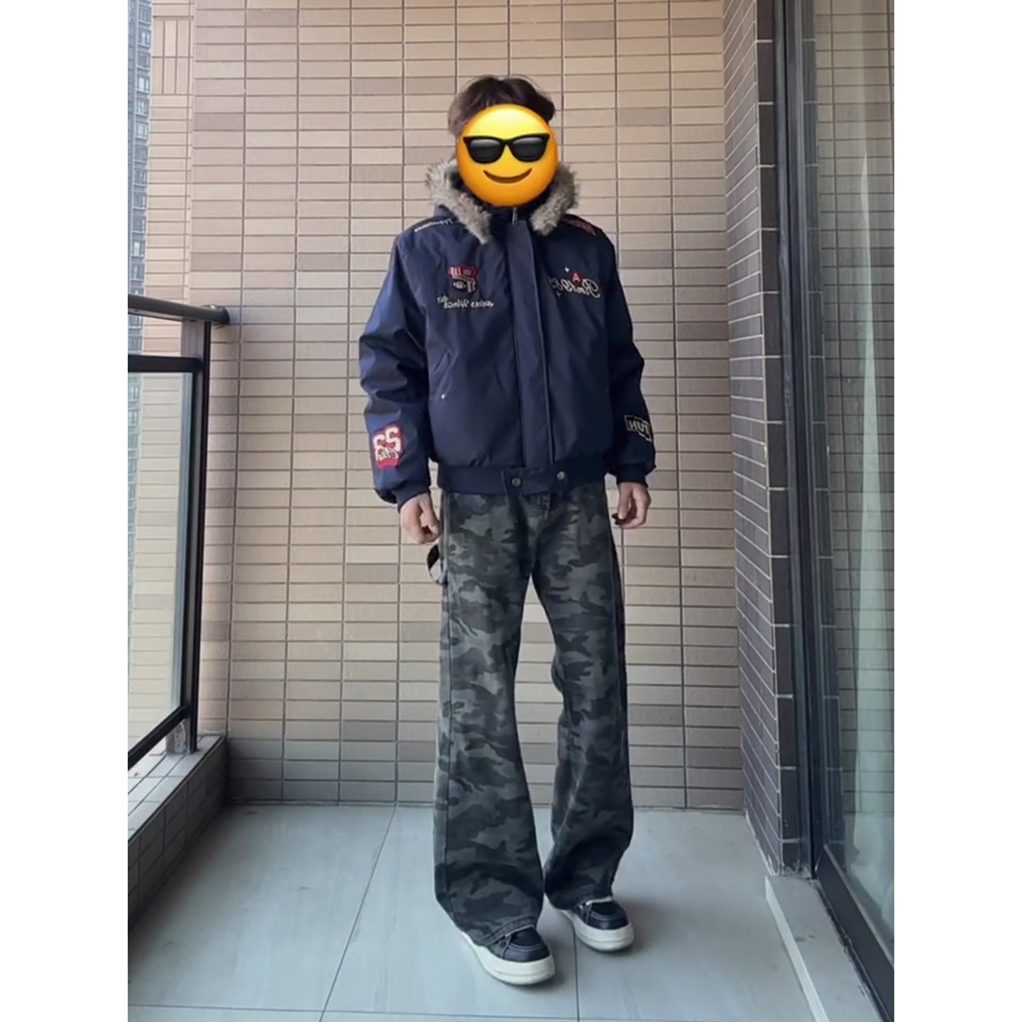 美式复古vibe迷彩牛仔裤男款痞帅