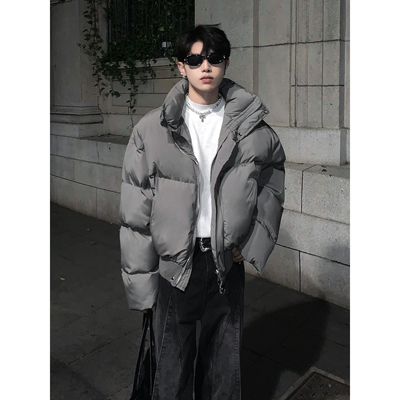 美式短款立领羽绒棉服男冬季加厚