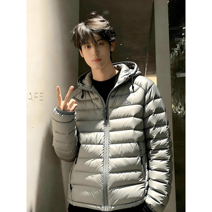 浅灰色轻薄排骨羽绒棉服男女款冬季韩系穿搭修身外套防寒保暖棉衣