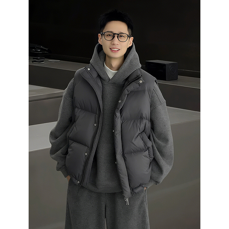 黑色立领羽绒马甲男士秋冬季