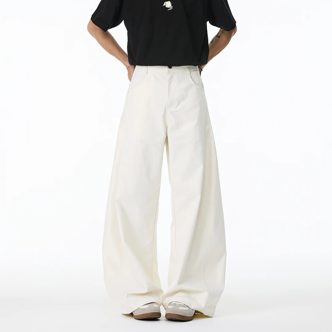 米白色西裤微喇cleanfit加长版