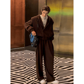 美拉德咖啡色卫衣裤 子套装 男痞帅高级感雅丹风穿搭韩系一整套搭配