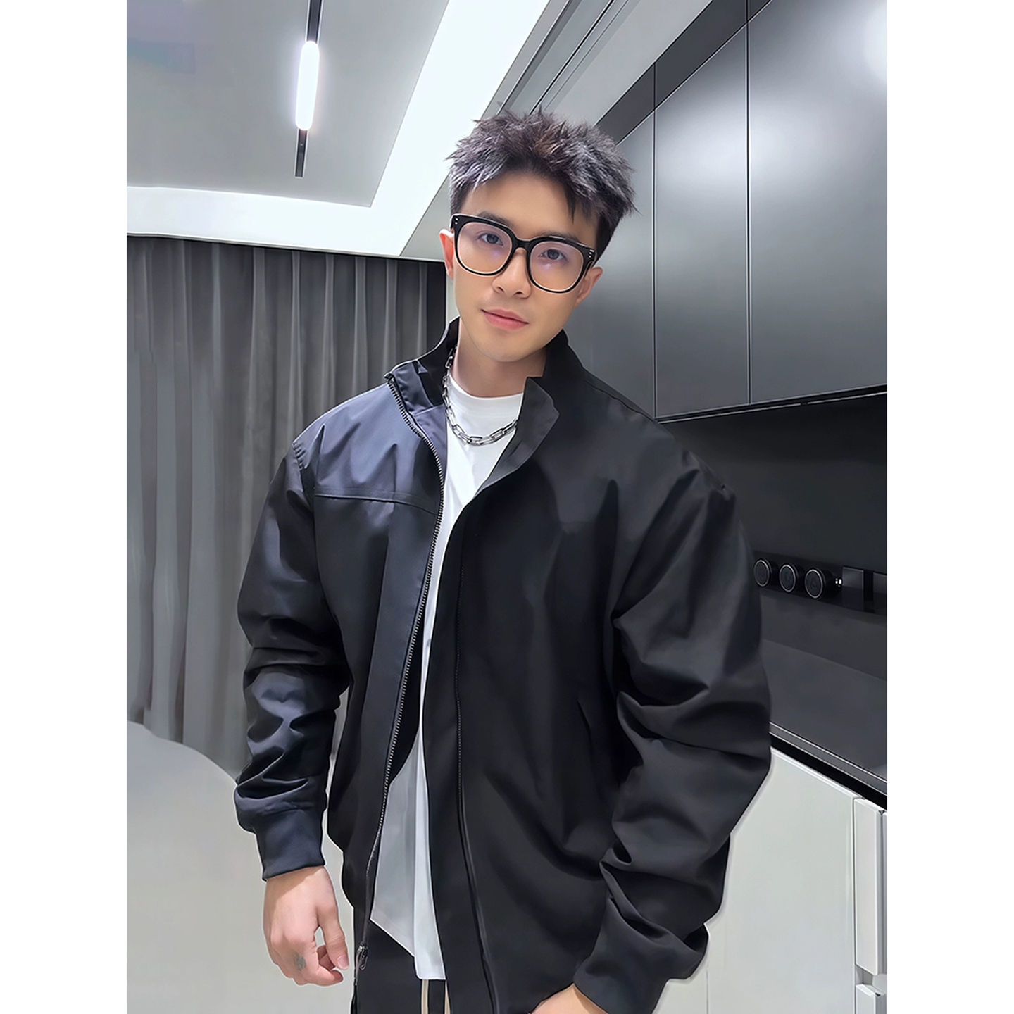 美式立领短宽飞行员夹克男款秋季