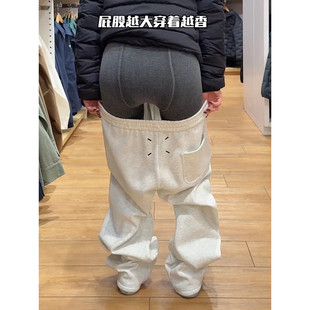 白花灰马吉拉刺绣弯刀卫裤男秋冬美式重磅加绒裤子直筒休闲运动裤