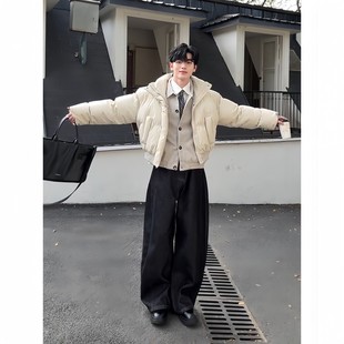 美式短款pu皮九江羽绒棉衣男款冬季加厚高领面包服痞帅高级感棉服