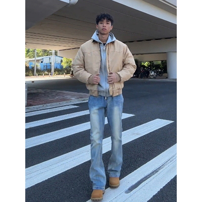 美式cleanfit微喇牛仔裤男款显瘦