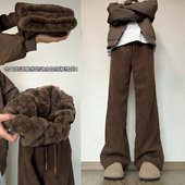 冬季 男款 慵懒松弛感卫裤 漠河东北抗寒羊羔绒棉裤 重磅灯芯绒阔腿裤