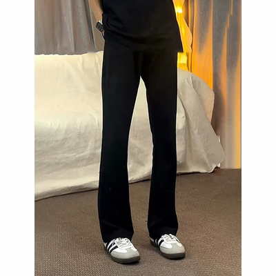 黑色517版型弯刀西裤男夏垂感