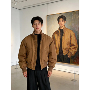 美拉德青少年男生羽绒服冬季短款bomber飞行夹克90白鸭绒廓形外套