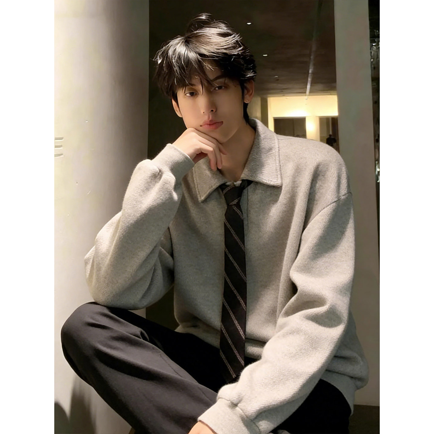 老钱风设计感领带卫衣男款秋冬美式高级感痞帅Polo衫高级感打底衫,男装,卫衣,淘宝优惠券,粉丝福利购,淘宝优惠卷