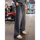 运动健身卫裤 男士 松弛感慵懒风裤 水洗黑美式 子直筒宽松阔腿休闲裤
