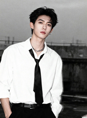 韩系白色长袖衬衫男款春季高级感西装内搭dk制服上衣商务正装衬衣