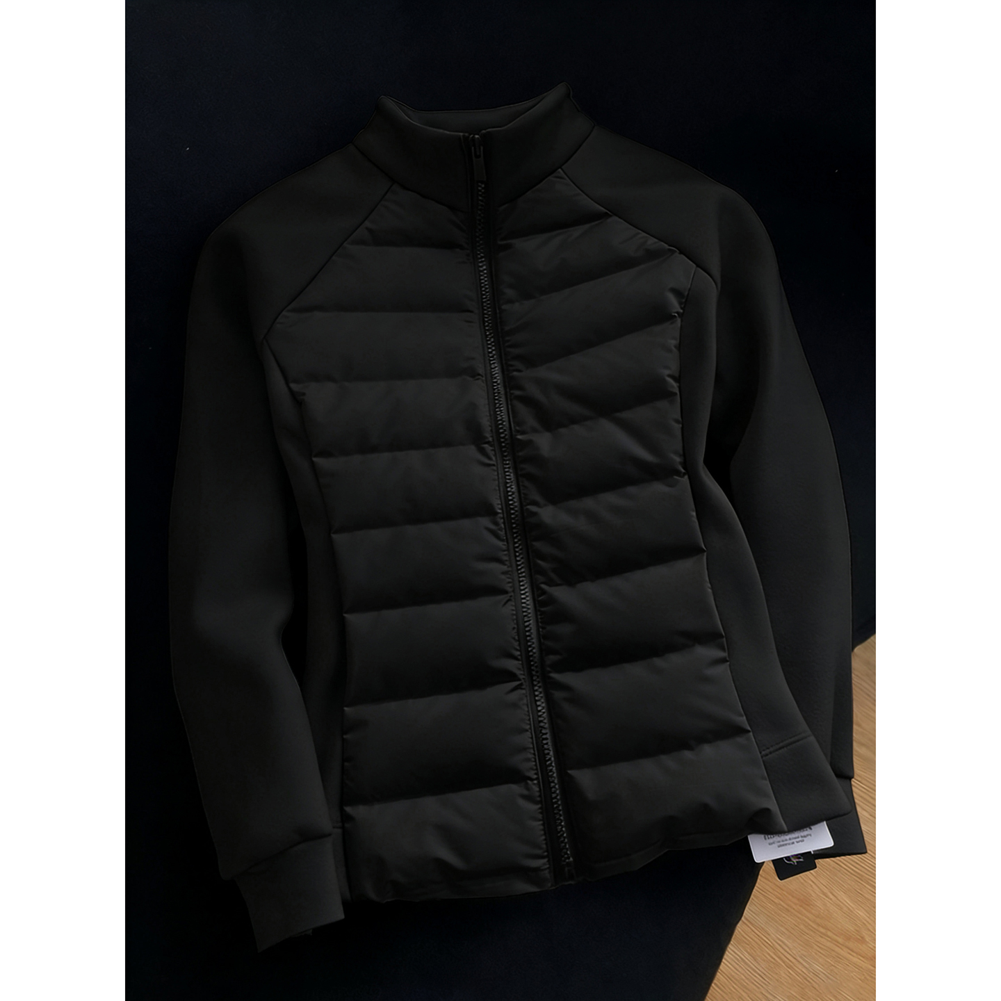 黑色轻量化排骨羽绒棉服冬季修身