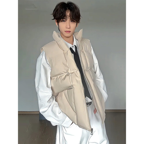 米灰色立领轻薄羽绒马甲男可外穿