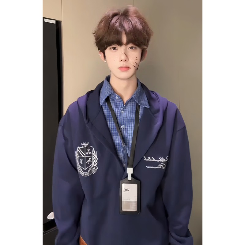 格子假两件衬衫男女秋季小众设计