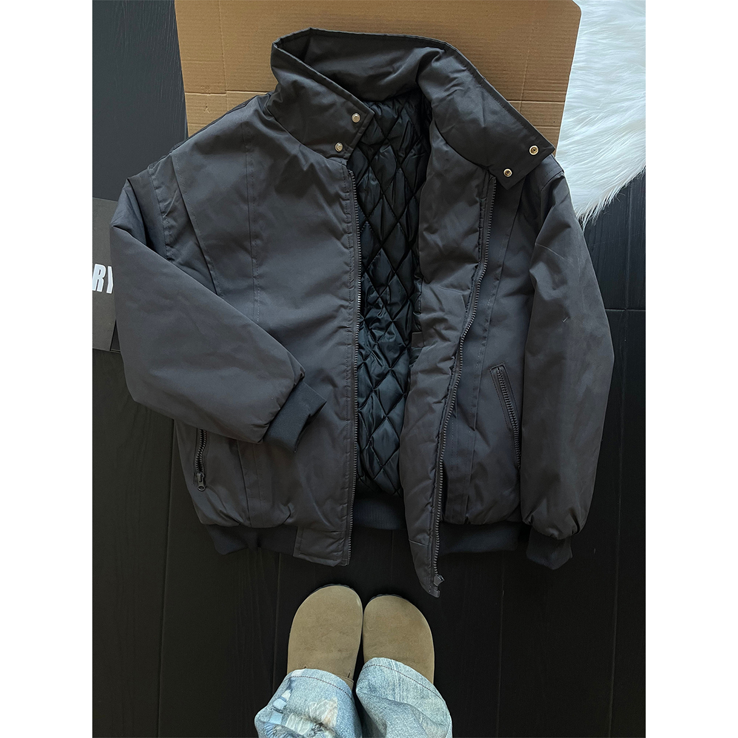 美式三防教练夹克棉衣男秋冬季夹棉加厚立领外套廓形飞行棒球棉服