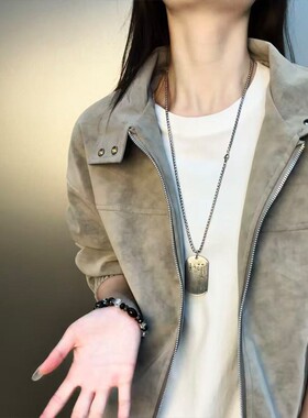 灰色扎染pu皮衣外套男春季美式复古飞行夹克棉服高级感立领棒球服