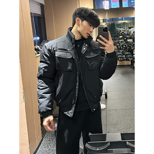 黑色美式轻骑兵棉服外套男款冬季加厚保暖飞行员夹克痞帅短款棉衣