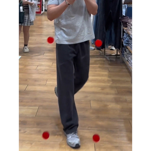 子直筒宽松阔腿长裤 松弛感baggy裤 男美式 巴黎做旧水洗灰破坏卫裤