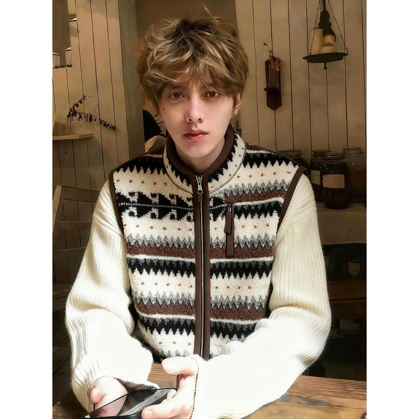 费尔岛摇粒绒马甲男秋冬季可外穿