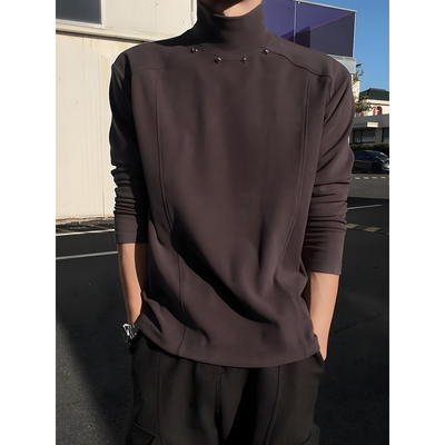 灰色半高领德绒打底衫男款秋冬