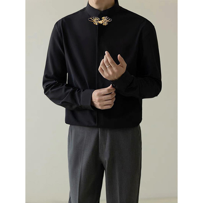 新中式金领黑色衬衫内搭轻熟风