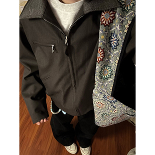 千鸟格小香风外套男款春秋双面穿西装夹克老钱风领口刺绣休闲茄克