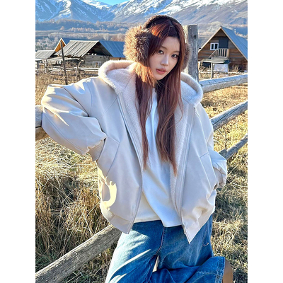 美式复古PU皮衣棉服男女冬季保暖