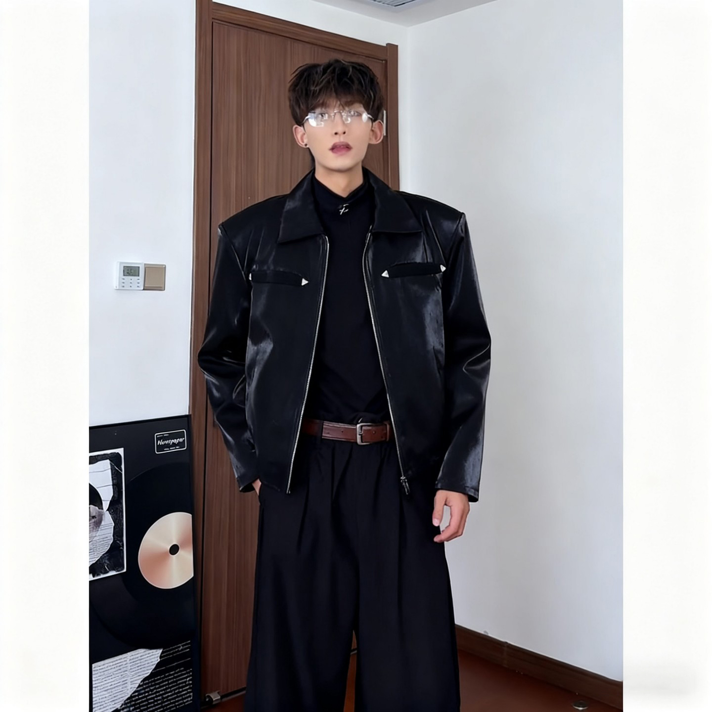 轻奢高级感解构垫肩夹克男模穿搭