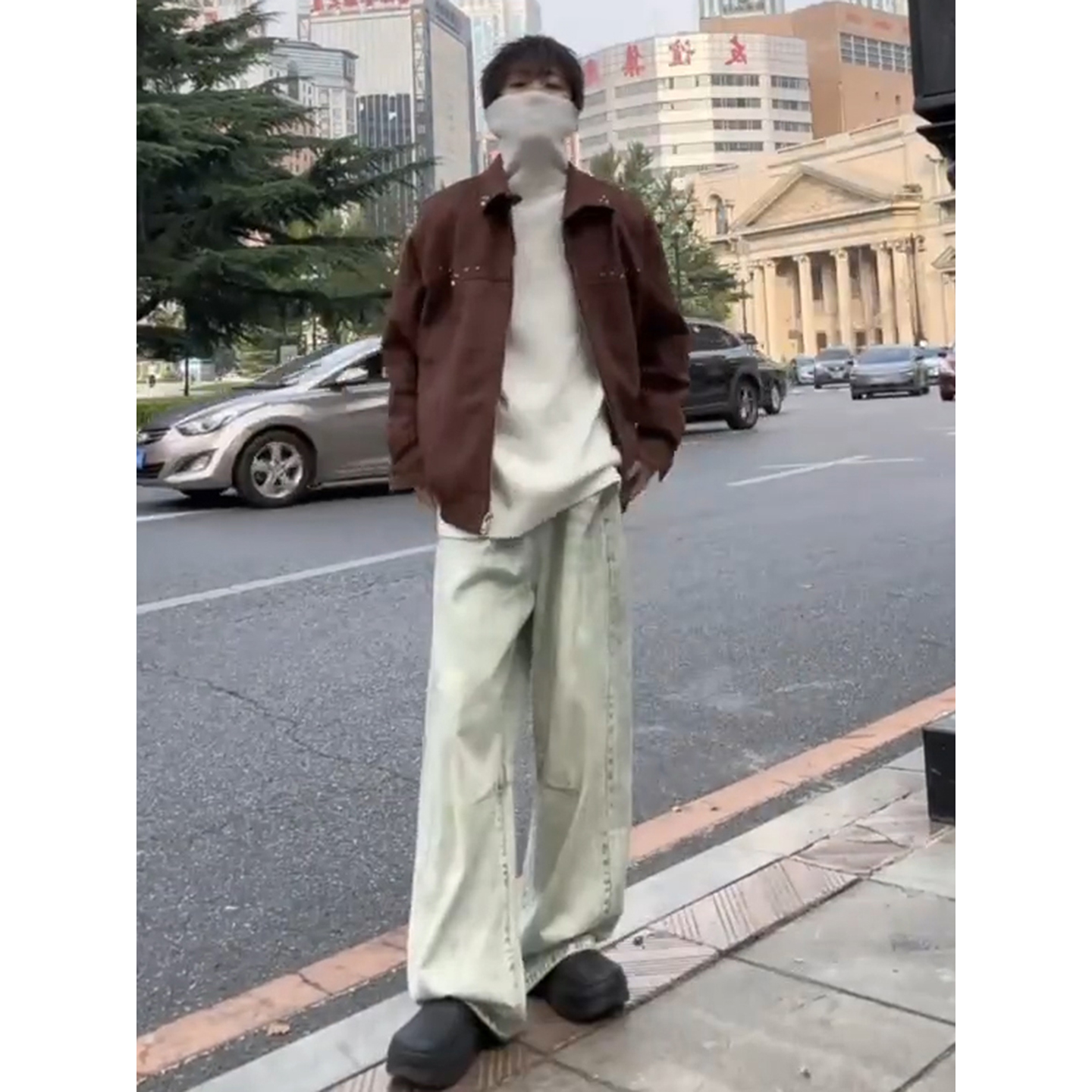 美拉德复古夹克男秋季铆钉设计感