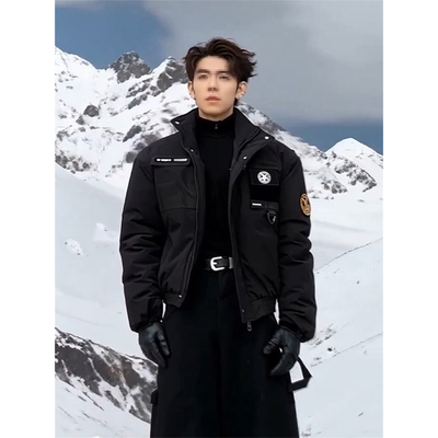 黑武士立领短款轻骑兵棉服男冬季