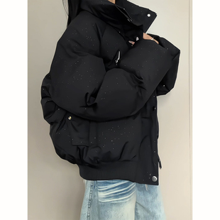 面包服棉袄 穿搭加厚棉衣百搭外套短款 美式 高街满天星棉服男女冬季