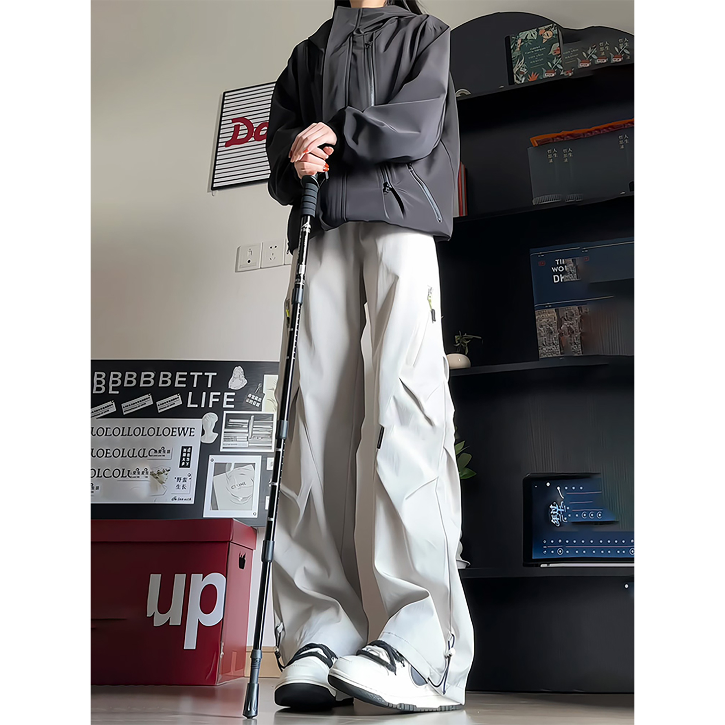 美式户外三防加厚绒裤子男女款