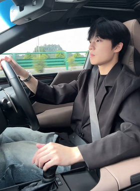 韩版男高级感西装慵懒风廓形垫肩dk诘襟休闲西服潮牌痞帅单西外套