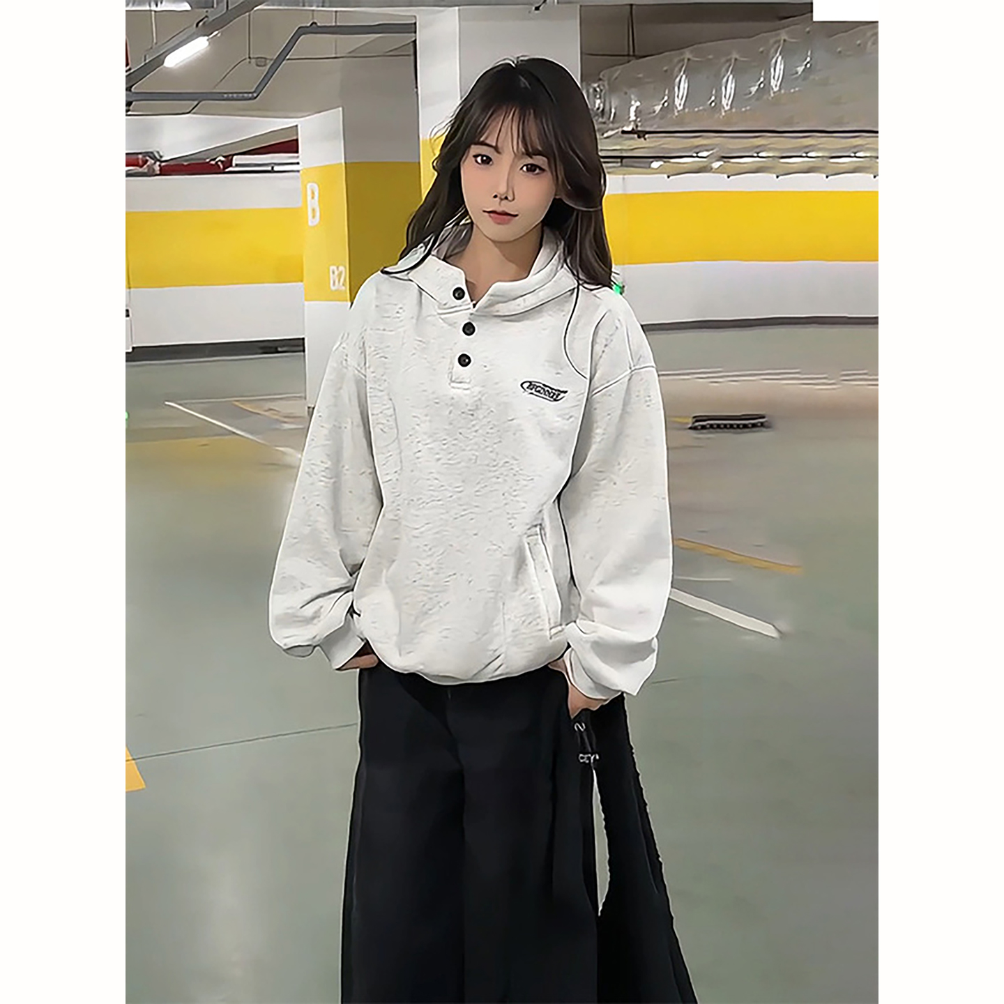 美式重磅排扣卫衣男款秋冬季加绒