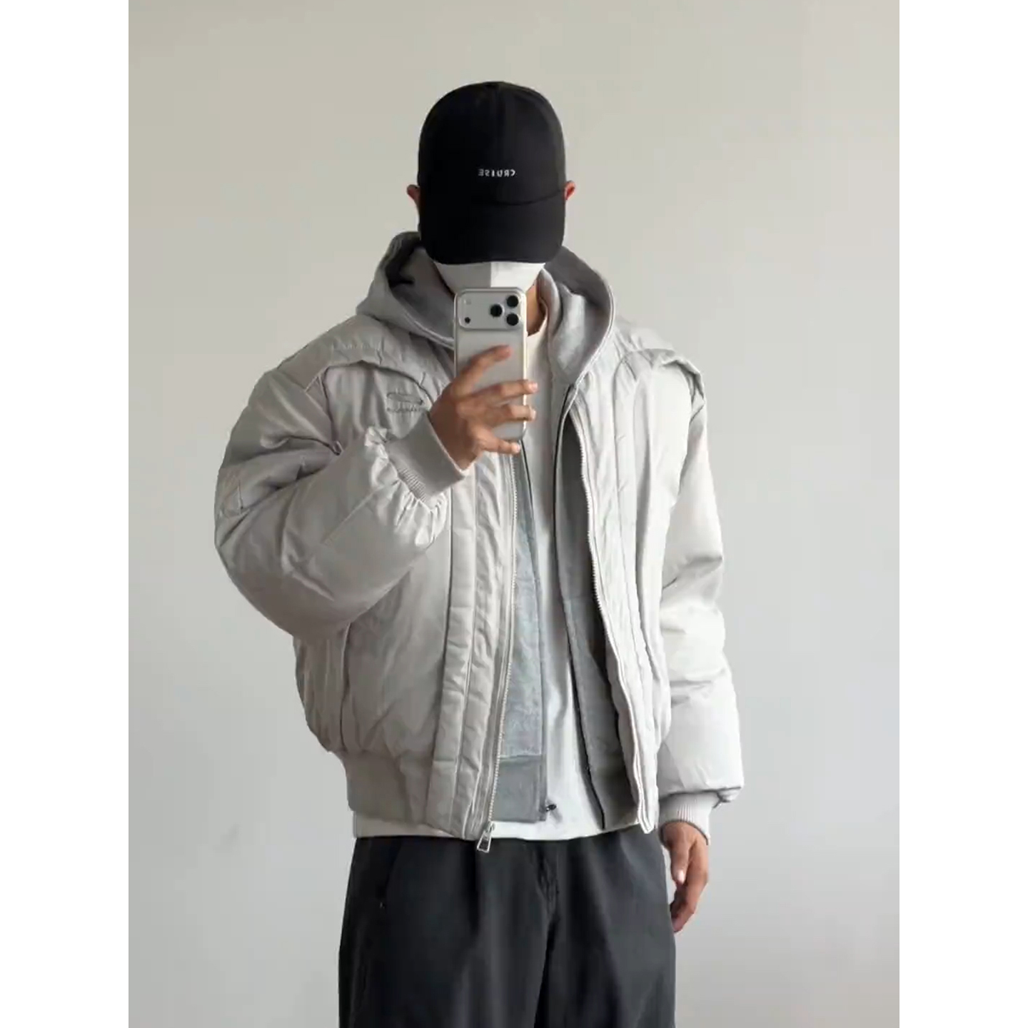 美式解构飞行夹克棉服男士夹棉高级感外套秋冬短款潮牌棒球服棉衣