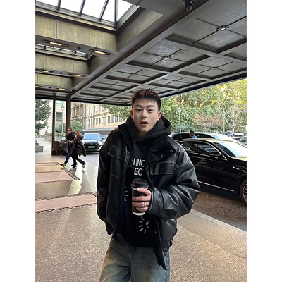 冬季皮毛一体羊羔绒皮衣男短款