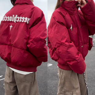 满天星加厚羽绒棉服男女款冬季美式bomber短款棉衣情侣立领面包服