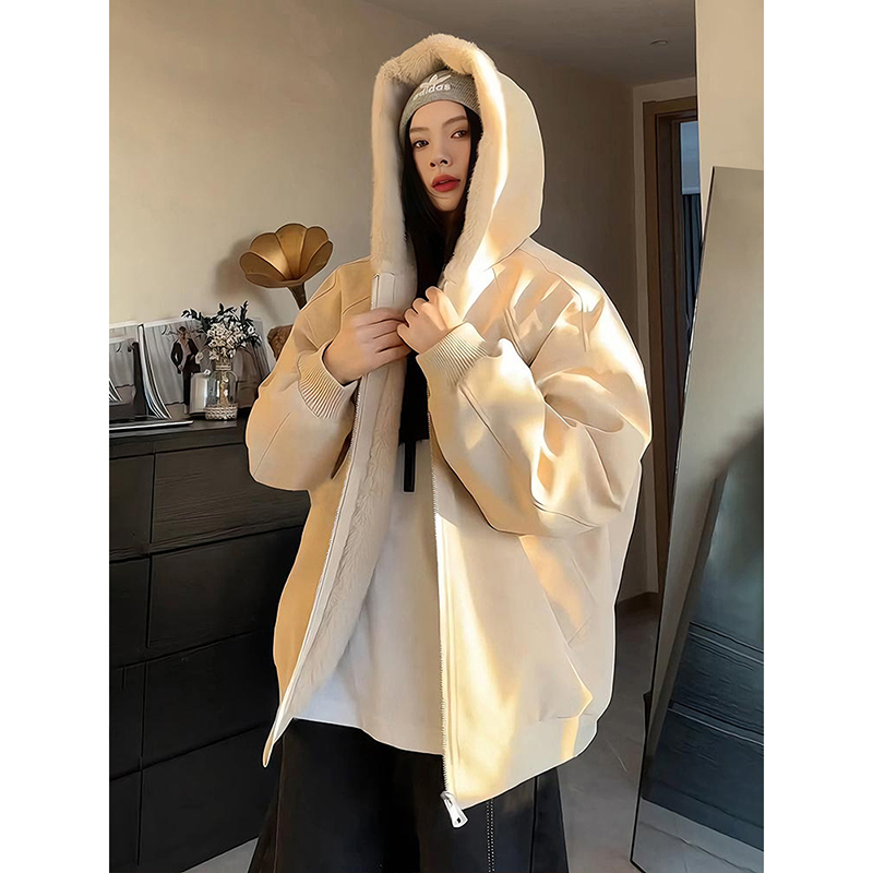 荔枝纹pu皮座山雕棉服男女冬季