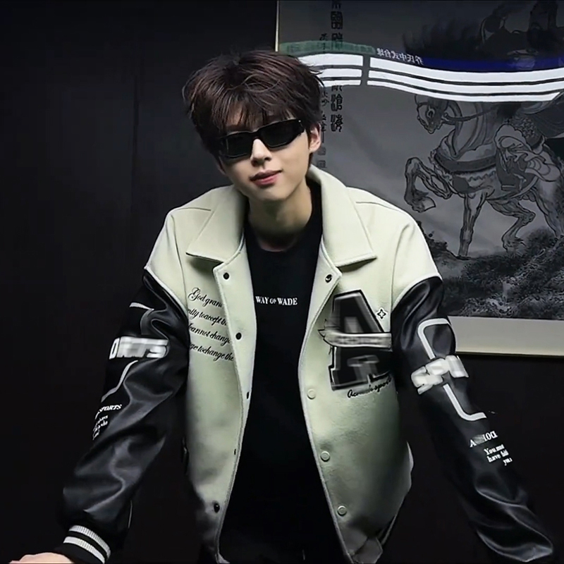 Achock翻领刺绣棒球服男款高级感