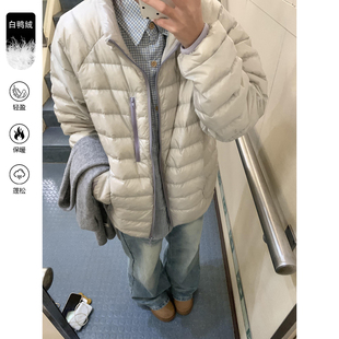 美式轻薄排骨羽绒服男冬季户外三防滑雪服加厚保暖立领白鸭绒外套