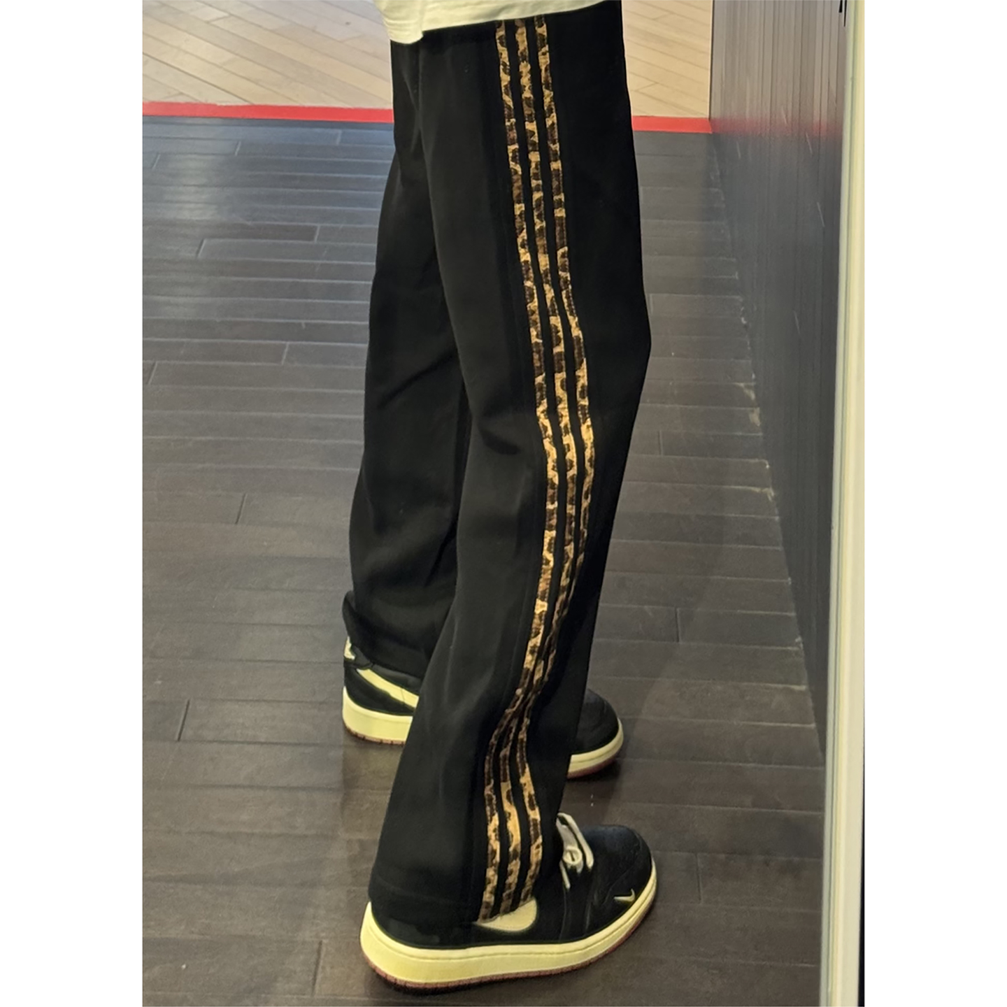 美式高街豹纹条纹卫裤男款秋季