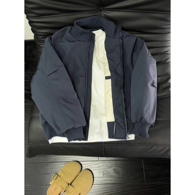 藏青色男款高级棉服秋冬美式夹克