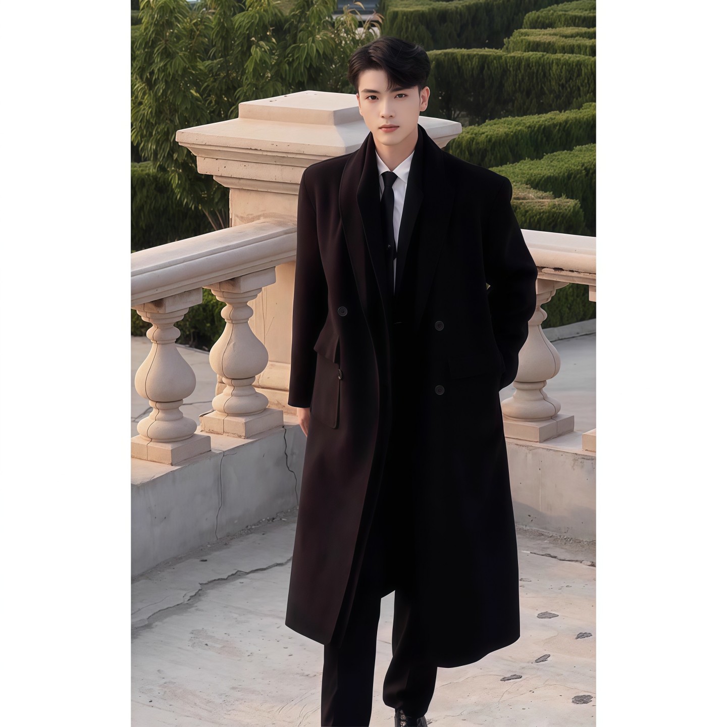 雅痞英伦风毛呢大衣男秋冬季风衣