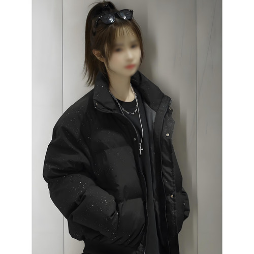 黑色满天星羽绒棉服男款冬季