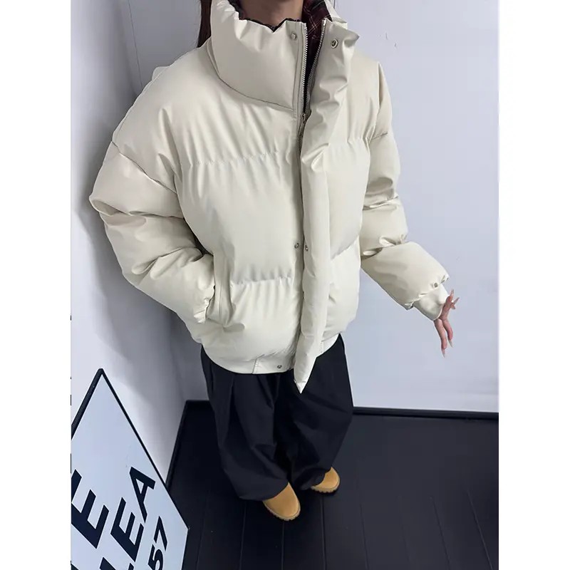 美式格纹拼接羽绒棉服男款冬季