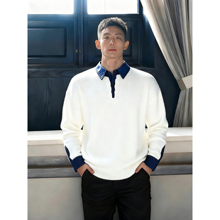 高级感毛线衣 加厚保暖内搭针织衫 美式 复古半拉链立领毛衣男秋冬季