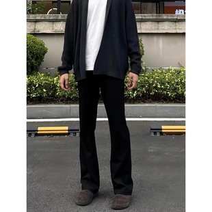 黑色517弯刀微喇叭西裤男夏季薄款高弹力冰丝裤子直筒显瘦休闲裤