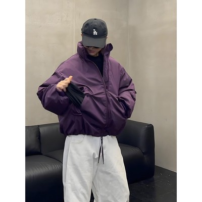 紫色飞行夹克棉服男款冬季
