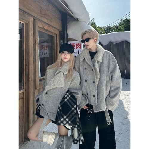 老钱风双排扣毛呢外套男女冬季